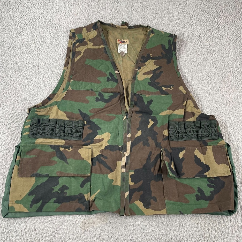 Sports Afield Camo Hunting Vest w/ Game‎ Pocket Shells Holder Men's Size XL
